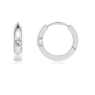 2mm IJI1I2 Channel-Set Round Diamond Hinged Hoop Earrings in P950 Platinum