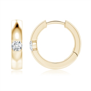 3.5mm GVS2 Channel-Set Round Diamond Hinged Hoop Earrings in 10K Yellow Gold