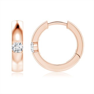 3.5mm GVS2 Channel-Set Round Diamond Hinged Hoop Earrings in 9K Rose Gold