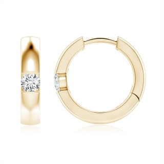 3mm GVS2 Channel-Set Round Diamond Hinged Hoop Earrings in 10K Yellow Gold