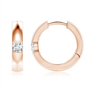 3mm GVS2 Channel-Set Round Diamond Hinged Hoop Earrings in Rose Gold