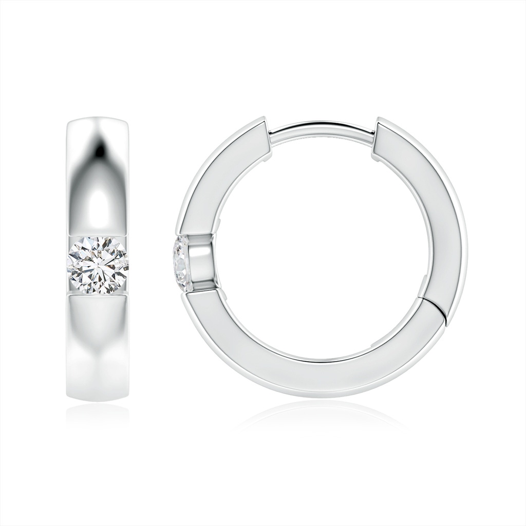 3mm HSI2 Channel-Set Round Diamond Hinged Hoop Earrings in White Gold