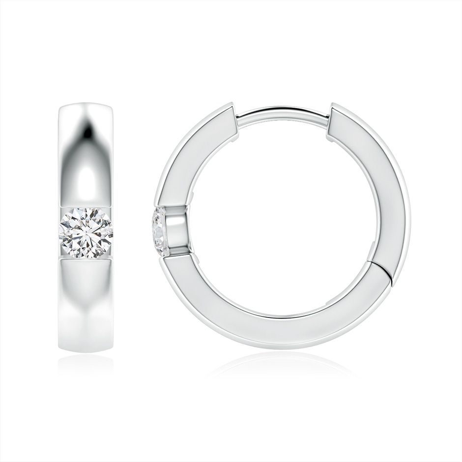 3mm HSI2 Channel-Set Round Diamond Hinged Hoop Earrings in White Gold 