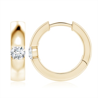 4.5mm GVS2 Channel-Set Round Diamond Hinged Hoop Earrings in 10K Yellow Gold