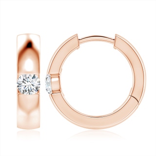 4.5mm GVS2 Channel-Set Round Diamond Hinged Hoop Earrings in 9K Rose Gold