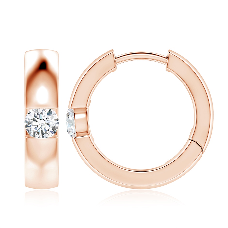 4.5mm GVS2 Channel-Set Round Diamond Hinged Hoop Earrings in Rose Gold 