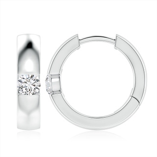 4.5mm HSI2 Channel-Set Round Diamond Hinged Hoop Earrings in P950 Platinum