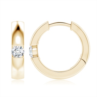 4mm GVS2 Channel-Set Round Diamond Hinged Hoop Earrings in 10K Yellow Gold