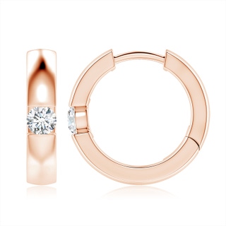 4mm GVS2 Channel-Set Round Diamond Hinged Hoop Earrings in 9K Rose Gold