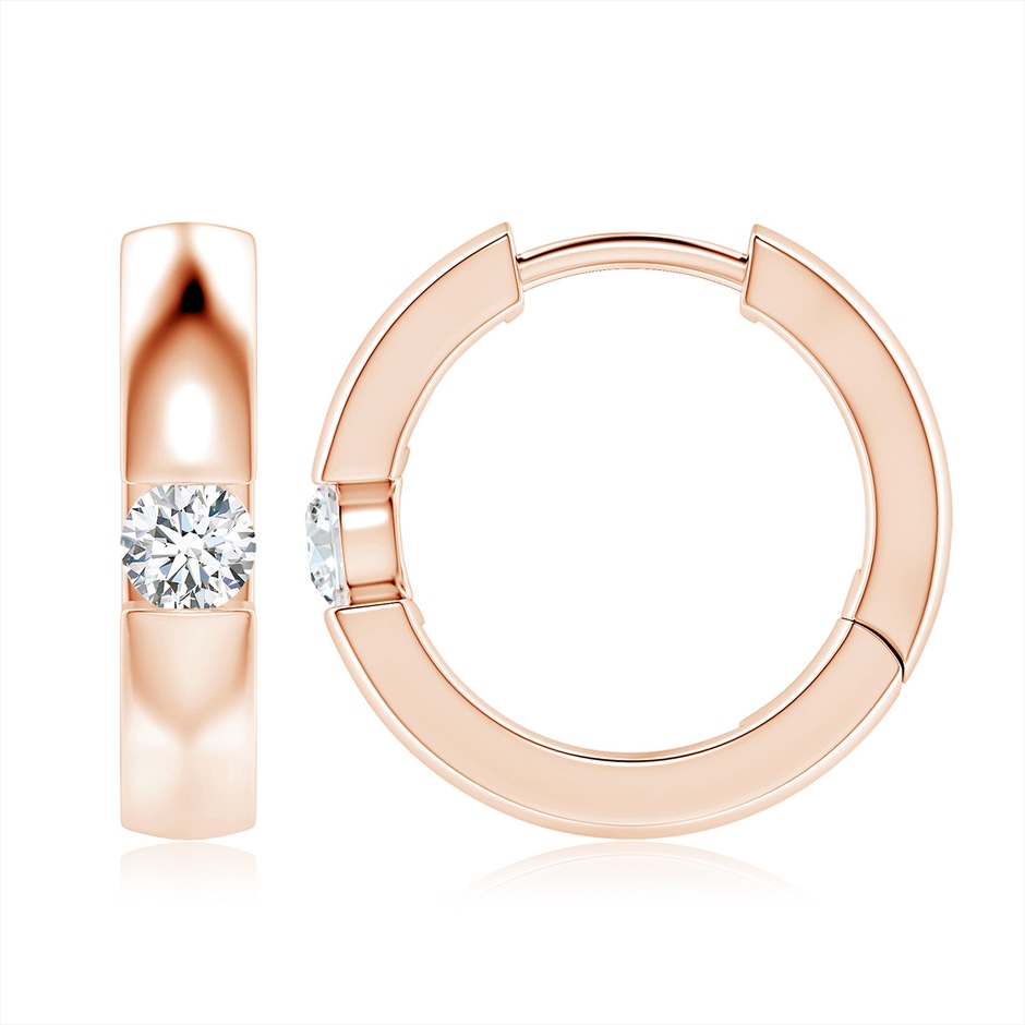 4mm GVS2 Channel-Set Round Diamond Hinged Hoop Earrings in Rose Gold 