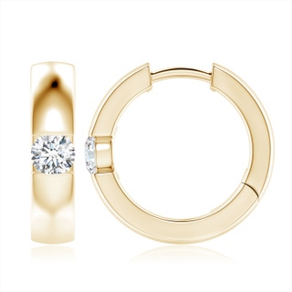 5.1mm GVS2 Channel-Set Round Diamond Hinged Hoop Earrings in 10K Yellow Gold