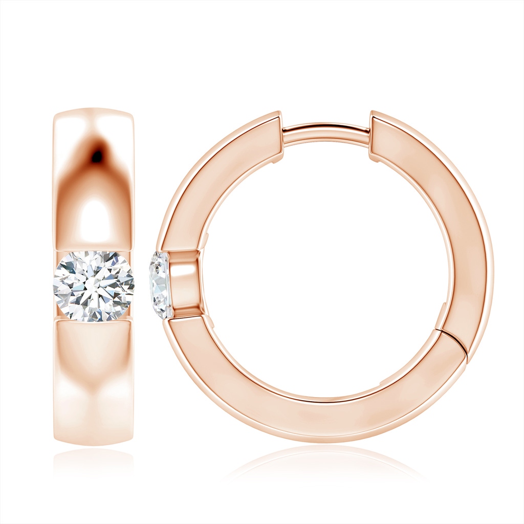 6.4mm GVS2 Channel-Set Round Diamond Hinged Hoop Earrings in 10K Rose Gold