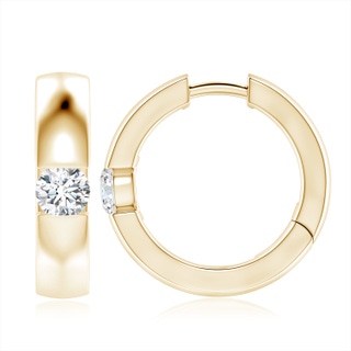 6.4mm GVS2 Channel-Set Round Diamond Hinged Hoop Earrings in 9K Yellow Gold