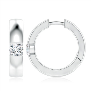 6.4mm GVS2 Channel-Set Round Diamond Hinged Hoop Earrings in P950 Platinum