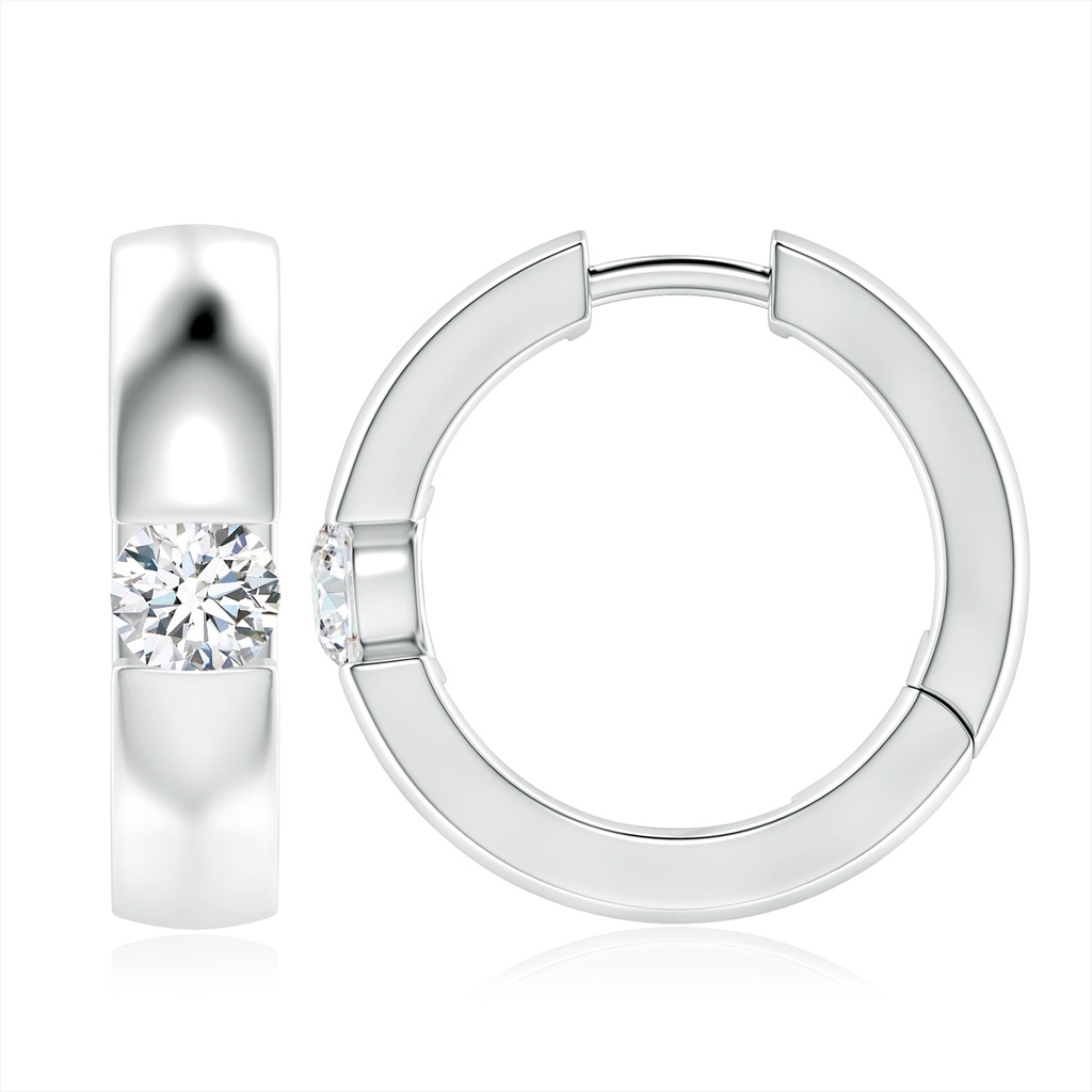 6.4mm GVS2 Channel-Set Round Diamond Hinged Hoop Earrings in White Gold