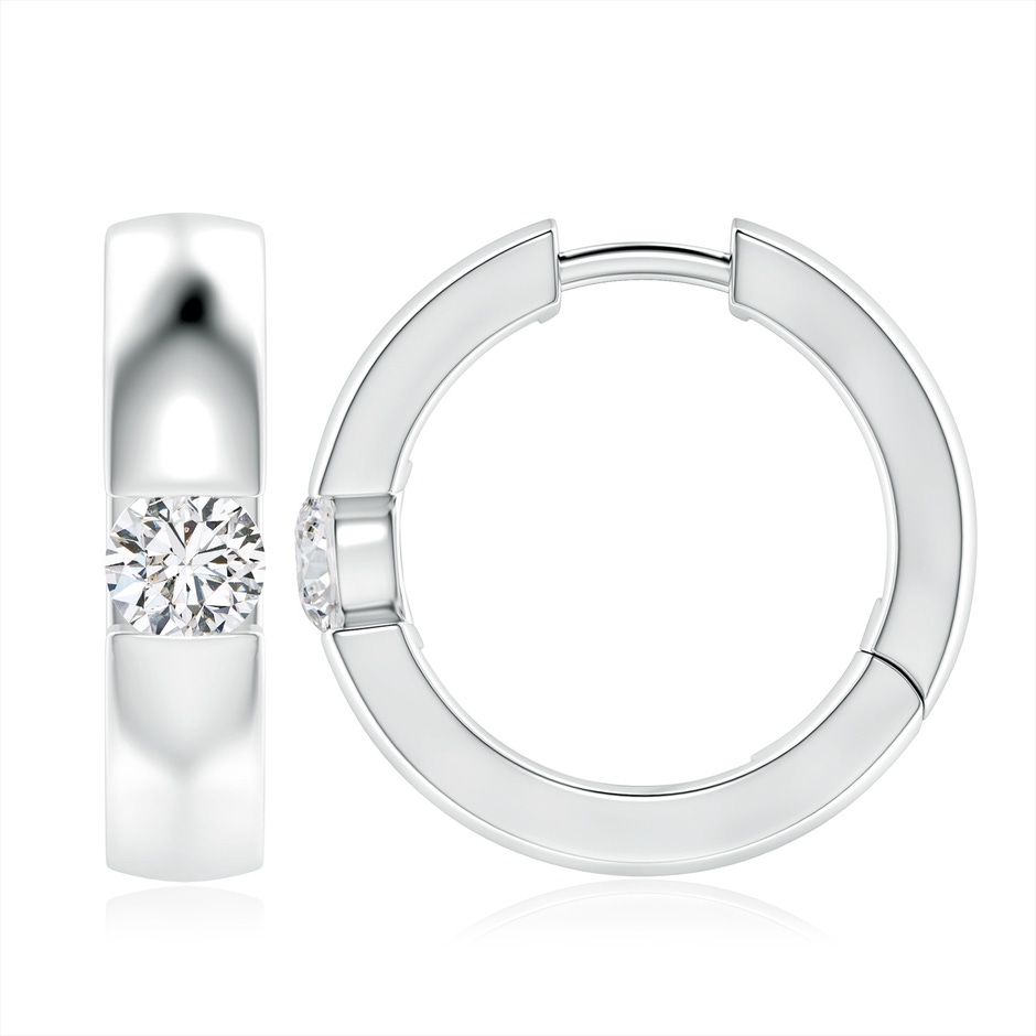 6.4mm HSI2 Channel-Set Round Diamond Hinged Hoop Earrings in White Gold 