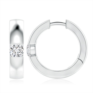 6.4mm HSI2 Channel-Set Round Diamond Hinged Hoop Earrings in White Gold