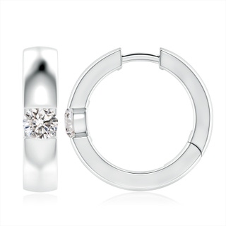 6.4mm IJI1I2 Channel-Set Round Diamond Hinged Hoop Earrings in 10K White Gold