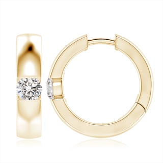 6.4mm IJI1I2 Channel-Set Round Diamond Hinged Hoop Earrings in 10K Yellow Gold