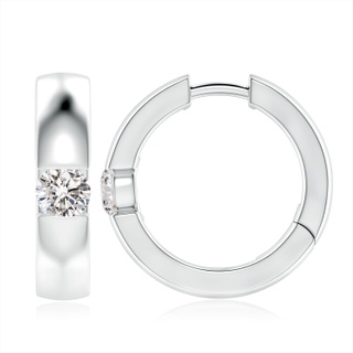 6.4mm IJI1I2 Channel-Set Round Diamond Hinged Hoop Earrings in White Gold