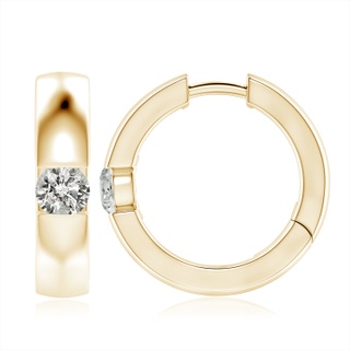 6.4mm KI3 Channel-Set Round Diamond Hinged Hoop Earrings in 10K Yellow Gold