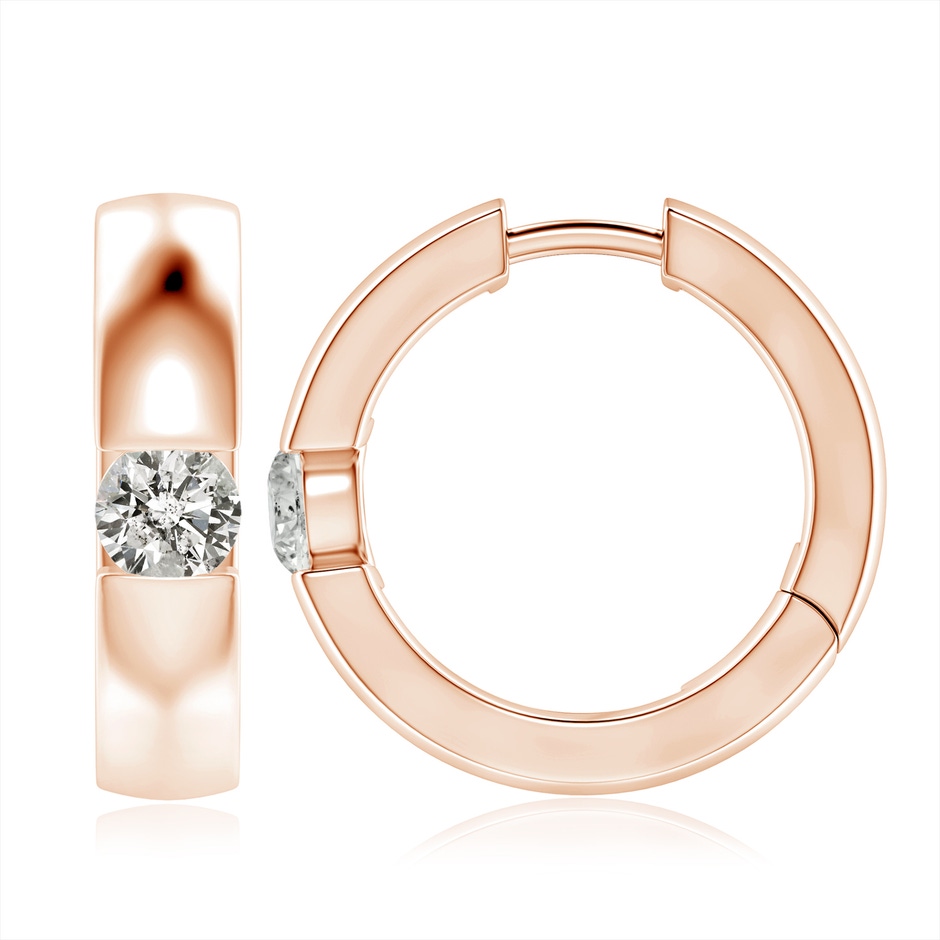6.4mm KI3 Channel-Set Round Diamond Hinged Hoop Earrings in Rose Gold 