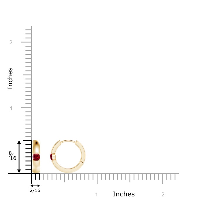 2.5mm AAAA Channel-Set Round Garnet Hinged Hoop Earrings in Yellow Gold Product Image