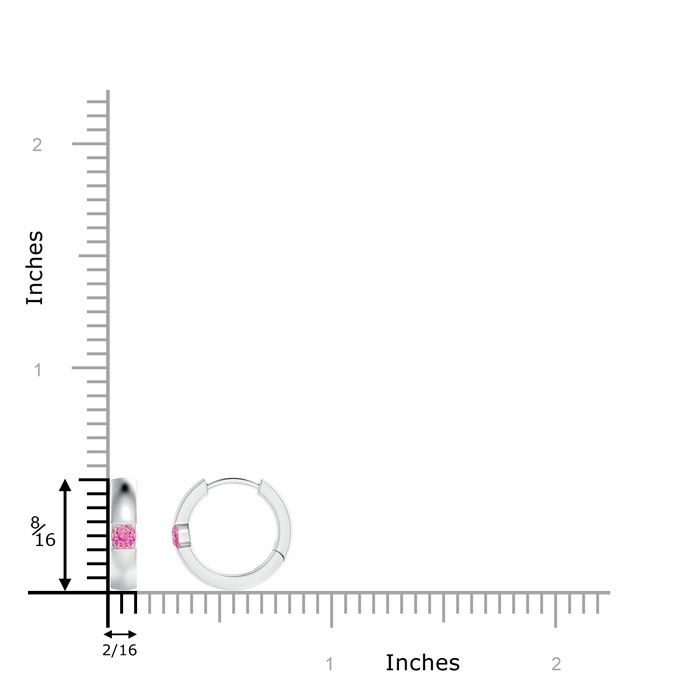 2.5mm AA Channel-Set Round Pink Sapphire Hinged Hoop Earrings in White Gold product image
