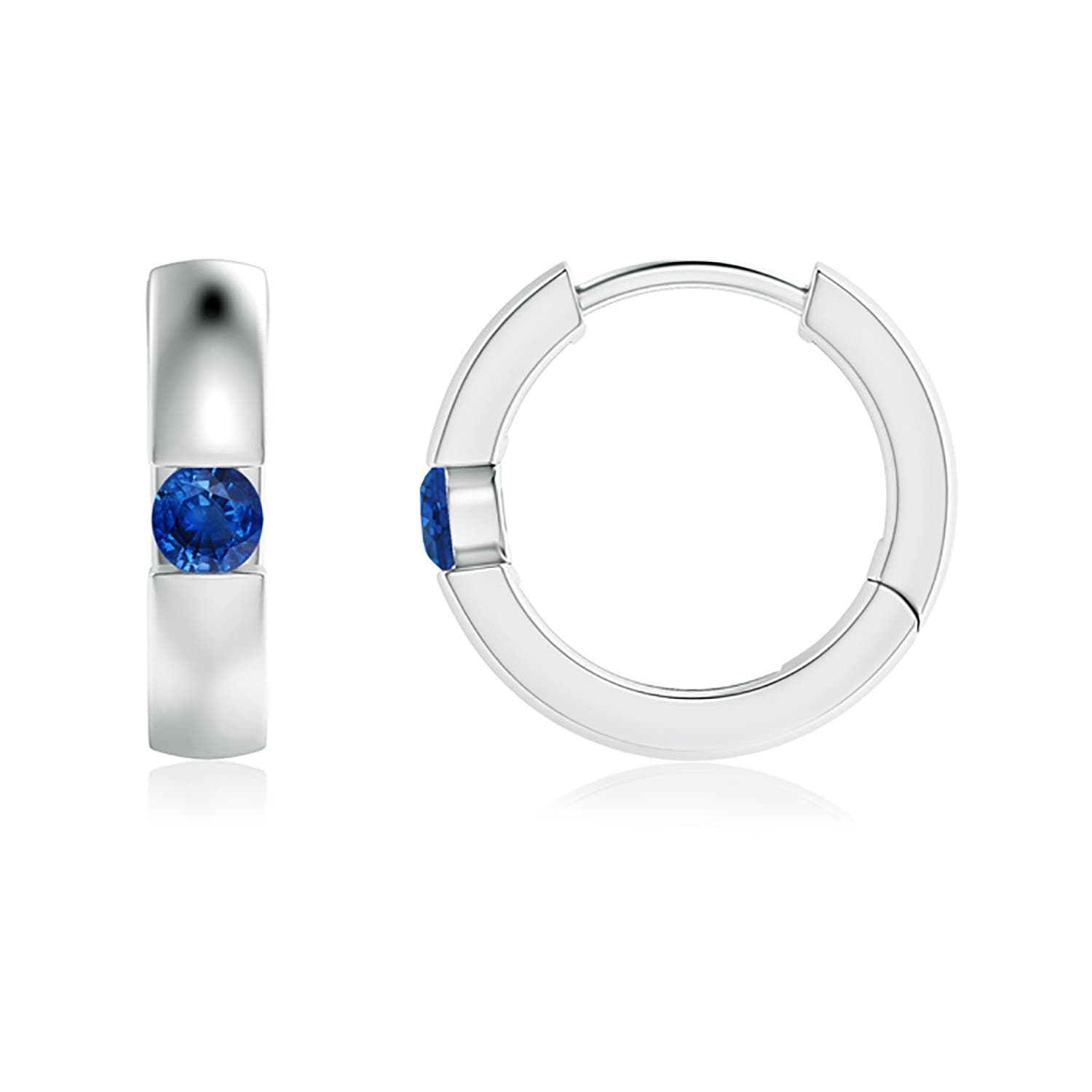 AAA - Blue Sapphire / 0.18 CT / 14 KT White Gold