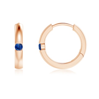 2mm AAA Channel-Set Round Blue Sapphire Hinged Hoop Earrings in 10K Rose Gold