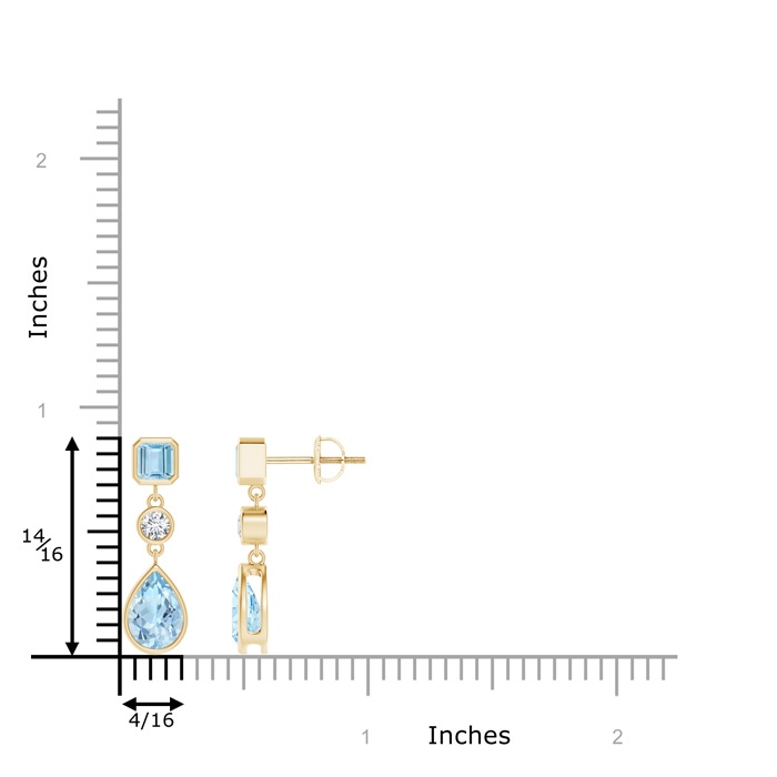 7x5mm AAA Emerald-Cut and Pear-Shaped Aquamarine Drop Earrings in Yellow Gold product image