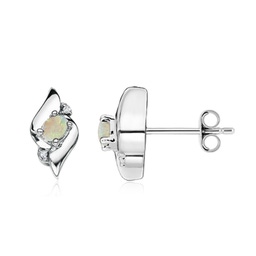 Fashion Studs Silver Opal Earrings