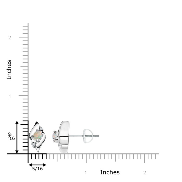 4x3mm AAAA Oval Opal and Diamond Shell Stud Earrings in P950 Platinum product image