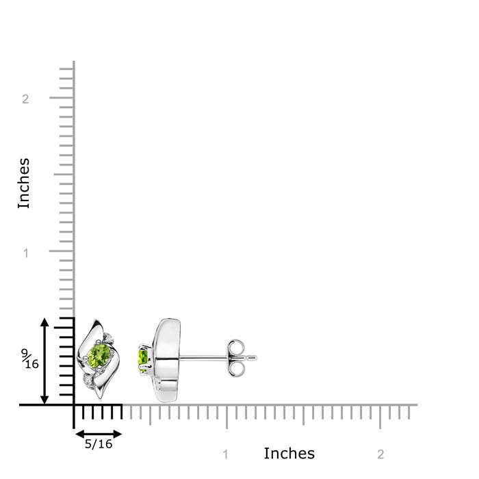 ANGARA Peridot and Diamond Shell Stud Earrings in Silver for Women (4x3mm) - Picture 19 of 33