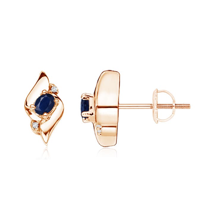 A - Blue Sapphire / 0.42 CT / 14 KT Rose Gold