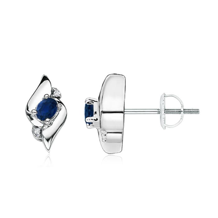 AA - Blue Sapphire / 0.42 CT / 14 KT White Gold