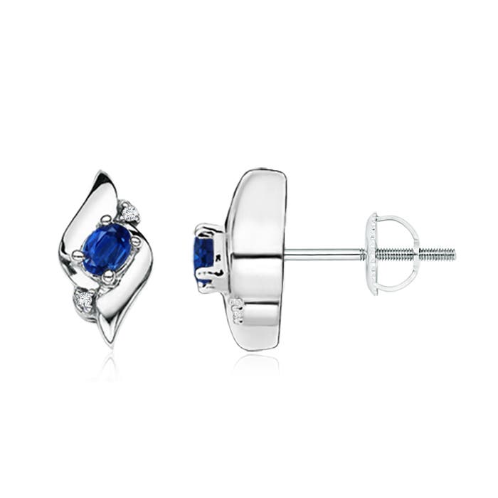 AAA - Blue Sapphire / 0.42 CT / 14 KT White Gold