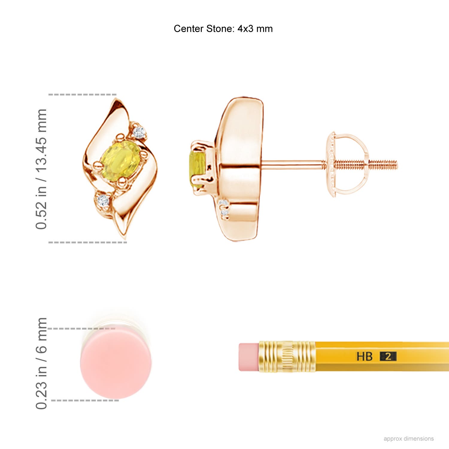 A - Yellow Sapphire / 0.58 CT / 14 KT Rose Gold