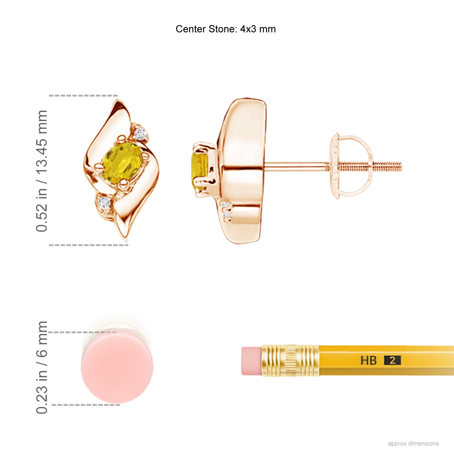 AAA - Yellow Sapphire / 0.58 CT / 14 KT Rose Gold