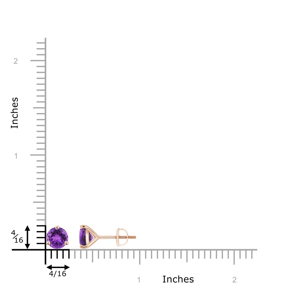 6mm AAA Martini-Set Round Amethyst Stud Earrings in Rose Gold product image