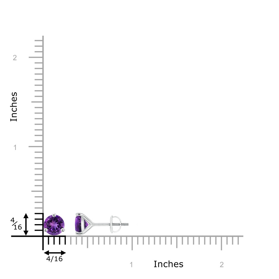6mm AAAA Martini-Set Round Amethyst Stud Earrings in P950 Platinum product image