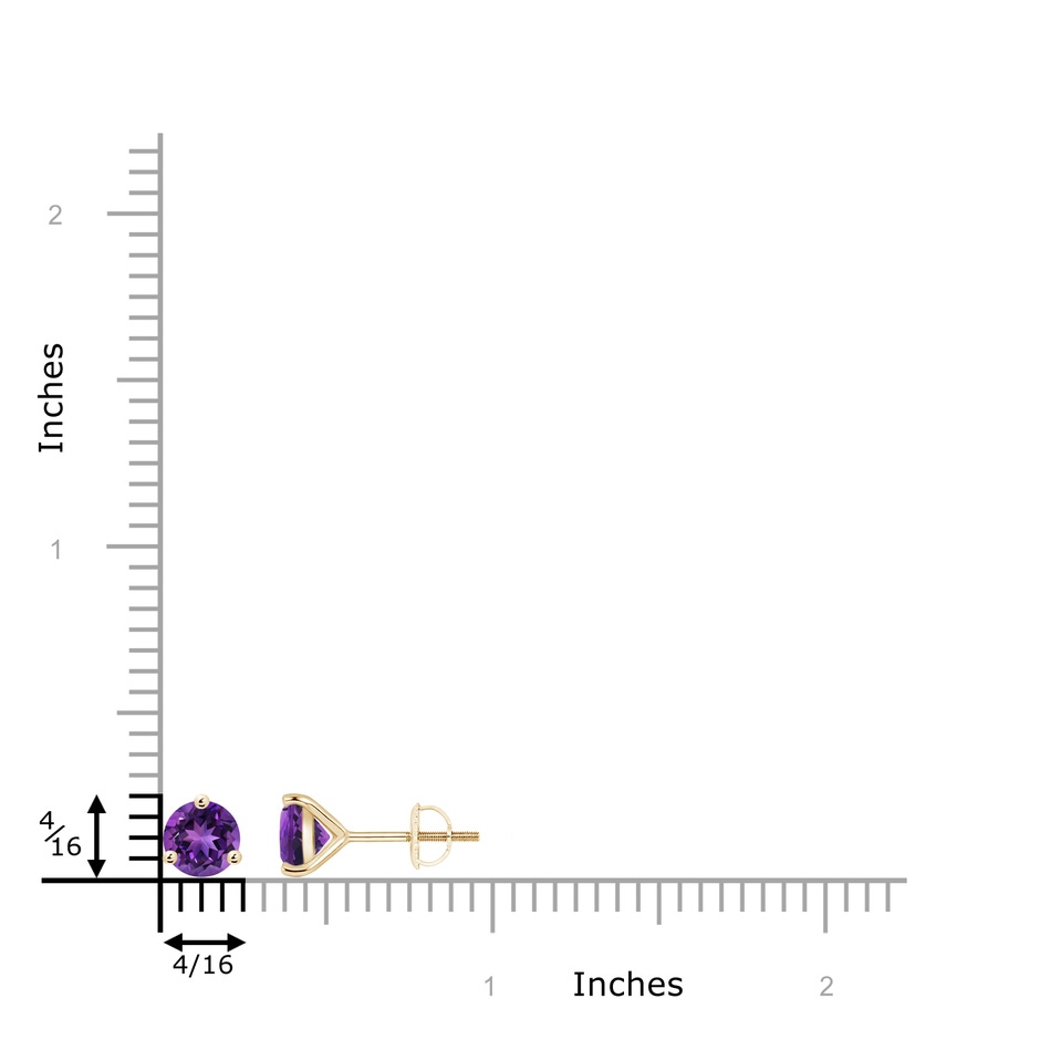 6mm AAAA Martini-Set Round Amethyst Stud Earrings in Yellow Gold product image