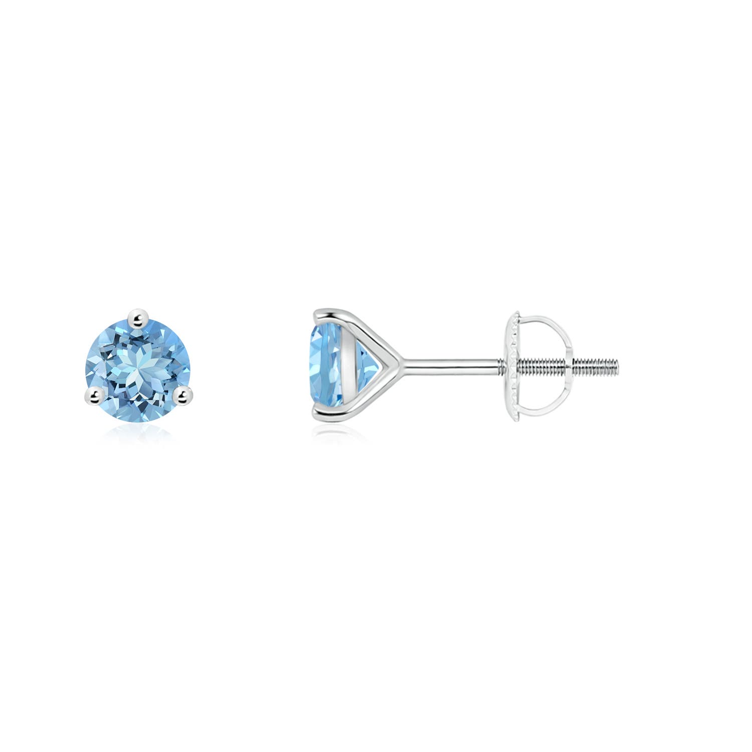 Martini-Set Round Aquamarine Stud Earrings