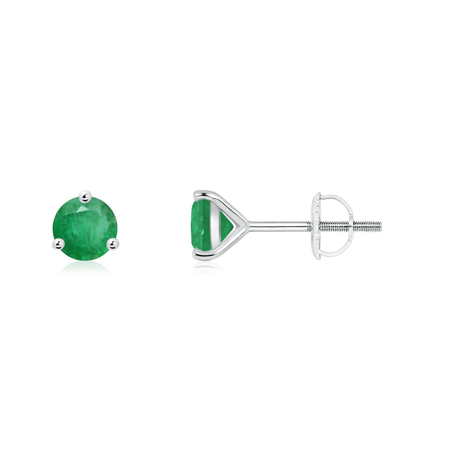 4mm A Martini-Set Round Emerald Stud Earrings in P950 Platinum