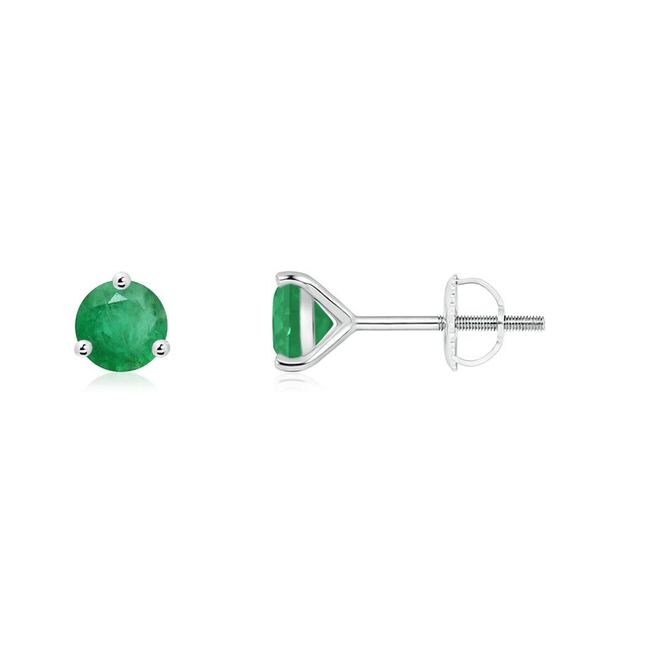 4mm A Martini-Set Round Emerald Stud Earrings in P950 Platinum 