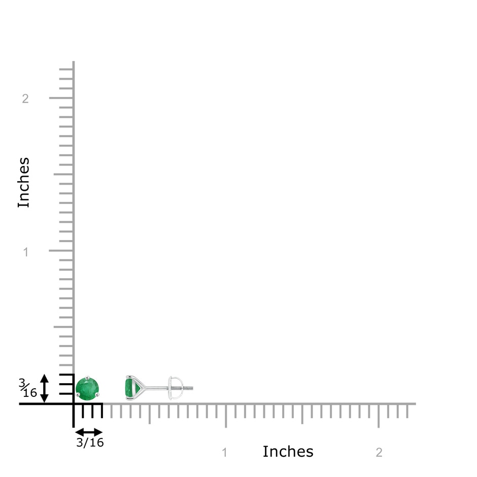 4mm A Martini-Set Round Emerald Stud Earrings in P950 Platinum ruler