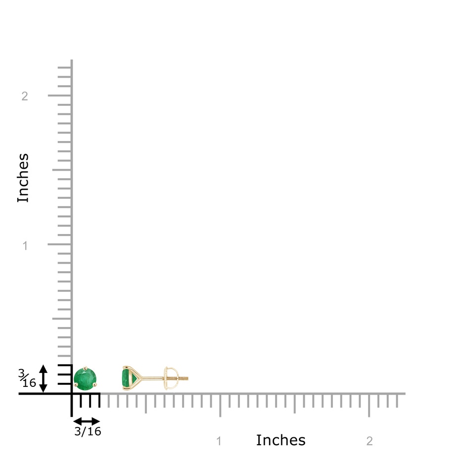 4mm A Martini-Set Round Emerald Stud Earrings in Yellow Gold ruler