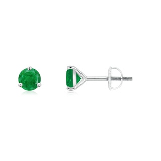 4mm AA Martini-Set Round Emerald Stud Earrings in P950 Platinum