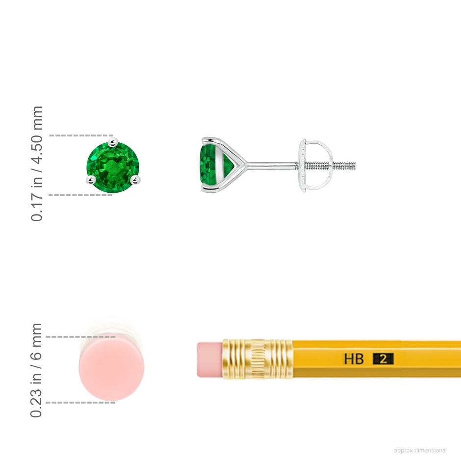 4mm AAAA Martini-Set Round Emerald Stud Earrings in White Gold ruler