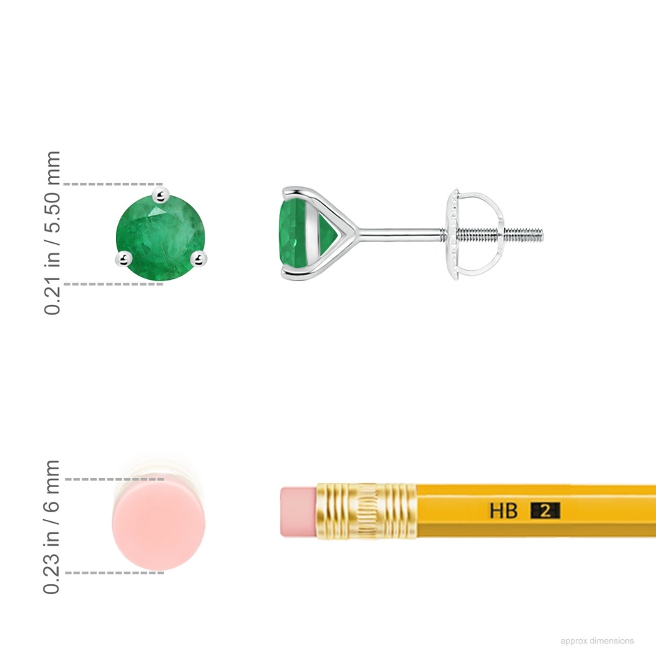 5mm A Martini-Set Round Emerald Stud Earrings in P950 Platinum ruler